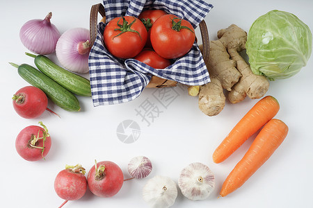 新鲜食材蔬菜摆放高清图片