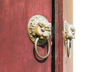 古铜锁中国风古铜狮子门把背景