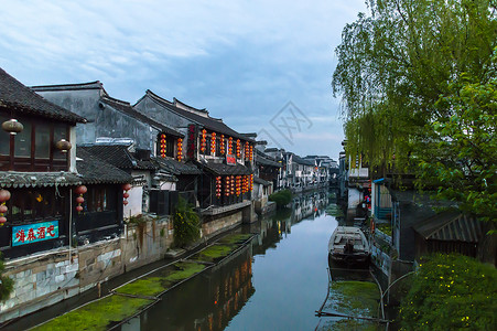 中国建筑海报江南水乡西塘背景背景