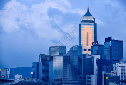 香港商业中心香港中环夜景背景