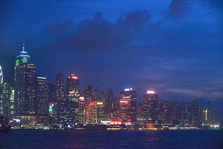 香港商业中心香港中环夜景背景