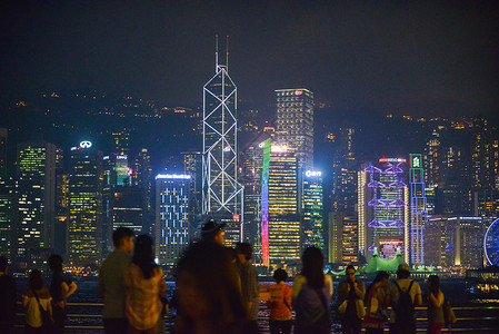 香港商业中心香港中环夜景背景