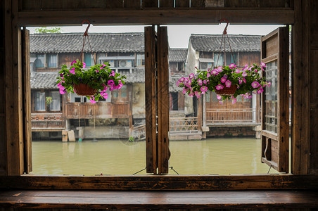 箱船浙江乌镇景观背景