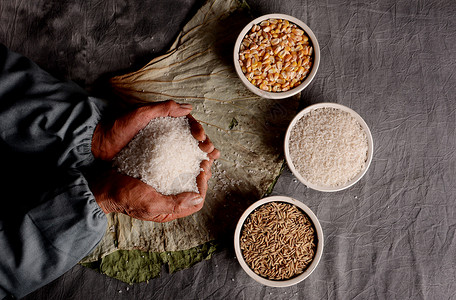 有机大米食材长的手高清图片