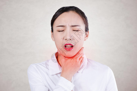 女性手势感冒喉咙疼的女性设计图片