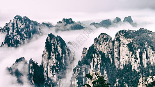 微信烟雾素材水墨画般的山水景色背景