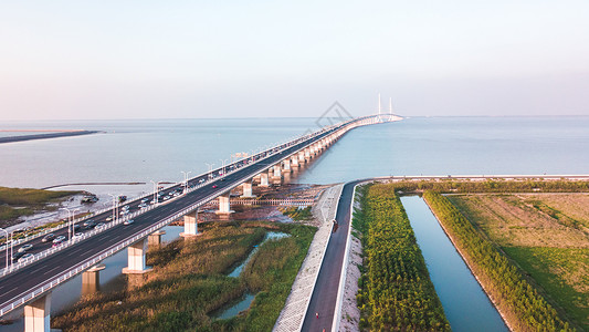 上海长江隧桥航拍上海长江大桥背景