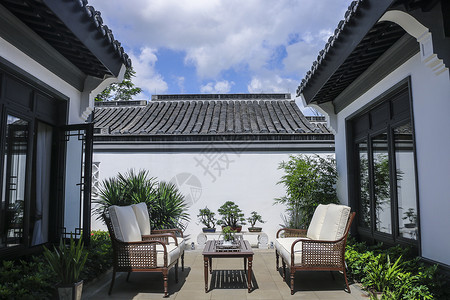 古风房顶素材中国风庭院背景
