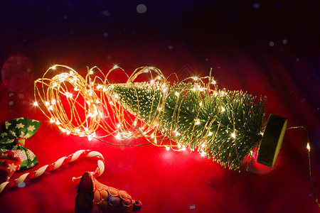 星星装饰素材温馨圣诞节倾倒的圣诞树背景