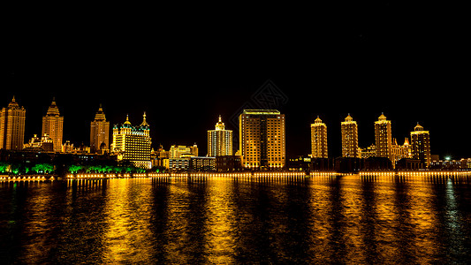 边境城市满洲里夜景背景