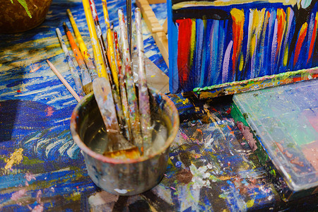 蜡笔盒DIY油画画室绘画工具背景