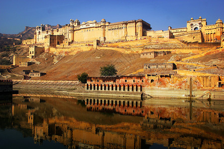 印度著名建筑印度著名景点琥珀堡背景