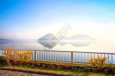 北海道风景北海道洞爷湖清晨背景