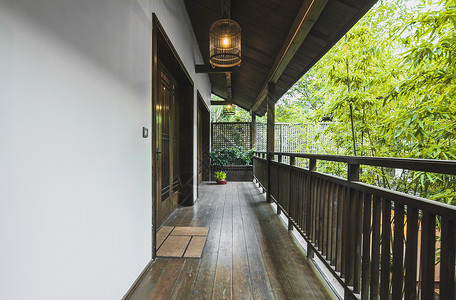 古典室内设计中式古典风格的阳台走廊背景