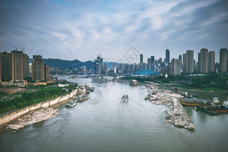 白天水域重庆城市建筑风光背景