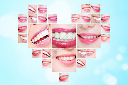 牙齿护理背景创意牙齿心形设计图片