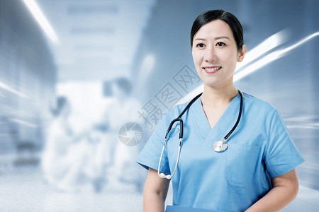 微笑的女医生医疗服务背景设计图片