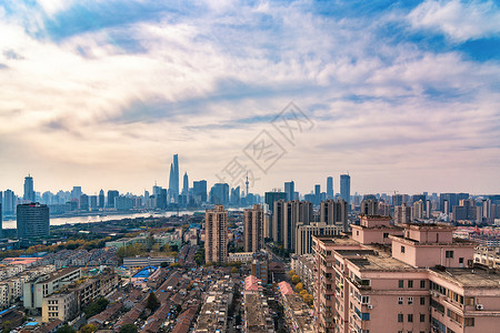 白云环球上海杨浦区城市建筑风光背景