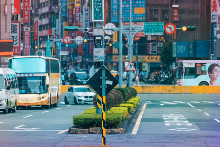 台湾台北夜间台湾台北街景背景