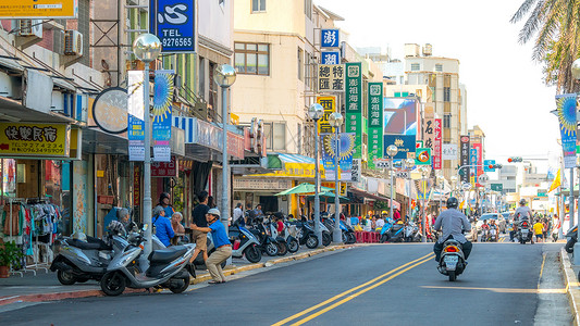 台湾城市景观台湾澎湖街道街景背景