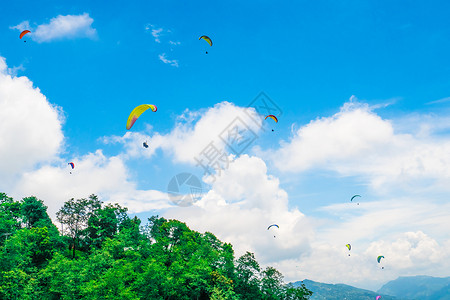 尼泊尔博卡拉滑翔伞背景