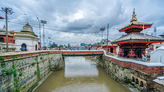 加德桥旅游尼泊尔加德满都烧尸庙背景