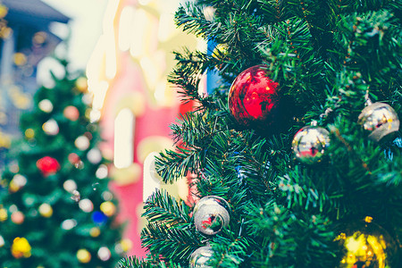 圣诞树背景蓝色圣诞树装饰高清图片