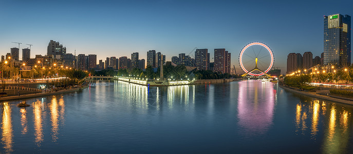 汉江发源地天津海河三岔河口全景背景