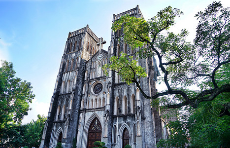 天主教教堂越南河内教堂背景