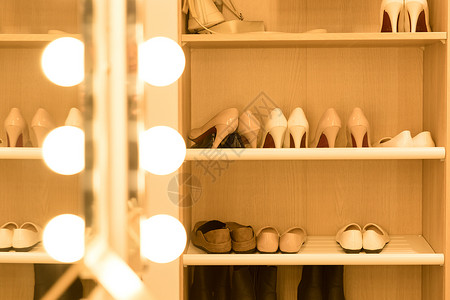 女性高跟鞋鞋柜背景图片