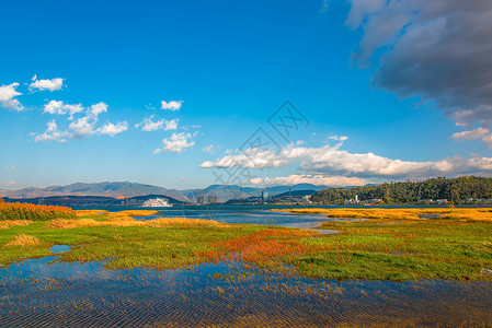 旅游地区云南大理洱海背景