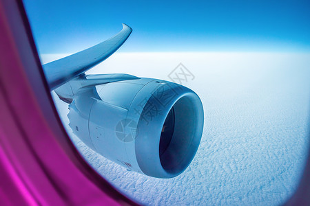 旅行行程高空中的波音787背景