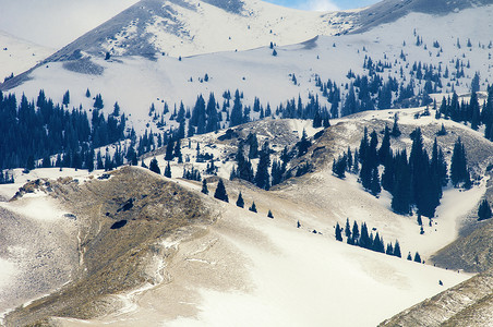 新疆雪山雪原背景图片
