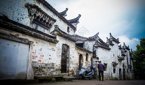 著名安徽皖南旅游景区宏村民居建筑背景图片