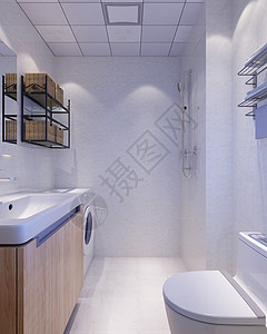 淋浴房北欧卫生间效果图背景