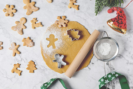 圣诞食品素材圣诞制作饼干题材组合背景
