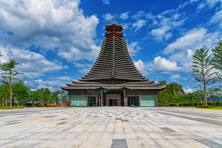 古建筑特写侗寨鼓楼建筑背景