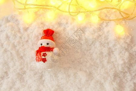 圣诞节雪人白雪静物背景素材背景图片