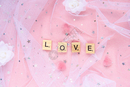 二月十四love情人节粉色背景静物素材背景