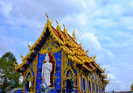 来自泰国艺术泰国清莱蓝庙背景