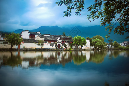 烟雨小镇烟雨宏村背景