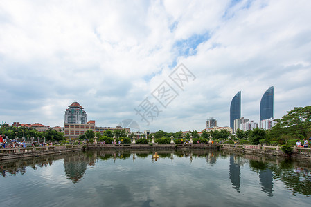 厦门南普陀寺放生池背景图片