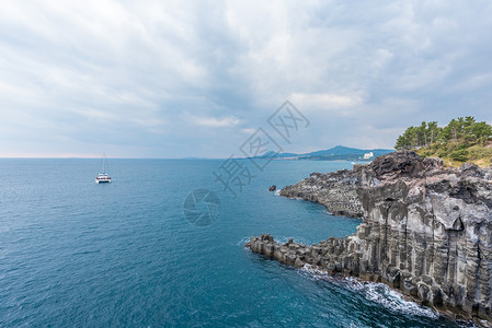 3D柱状韩国济州岛海滨公园背景