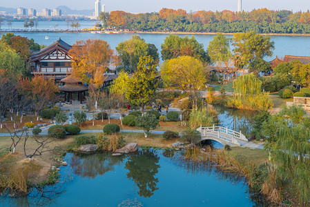 迷人秋色江苏南京玄武湖秋色迷人背景