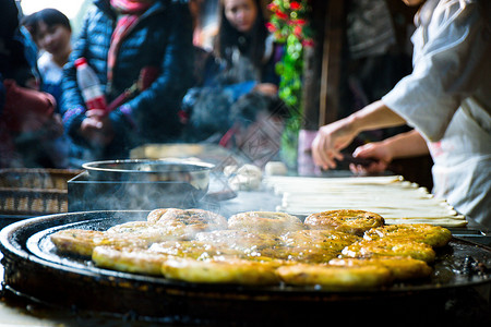 油炸藕饼手工煎饼背景