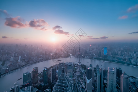 上海环球金融中心视角魔都夕阳背景图片