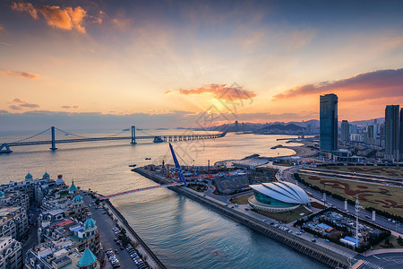 应星楼大连星海玩日落背景