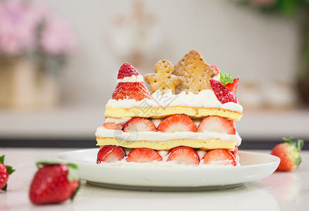 草莓制作草莓蛋糕背景