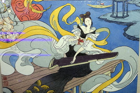 美人鱼元素中国风绘画背景