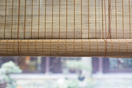 中国风竹帘卷帘竹椅子高清图片